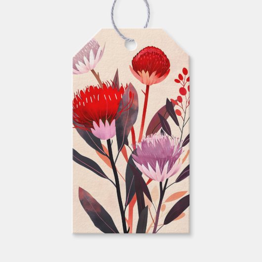 Moderne Minimalistische Boho Bloemige Botanische Cadeaulabel (Voorkant)