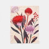 Moderne Minimalistische Boho Bloemige Botanische Fleece Deken (Voorkant)