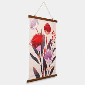 Moderne Minimalistische Boho Bloemige Botanische Hangend Wandkleed (Gebogen)