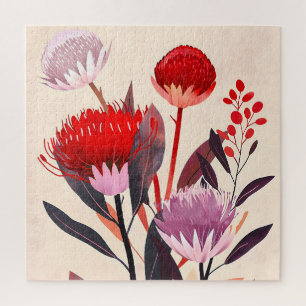 Moderne Minimalistische Boho Bloemige Botanische Legpuzzel