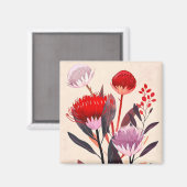 Moderne Minimalistische Boho Bloemige Botanische Magneet (Voorkant / Achterkant)