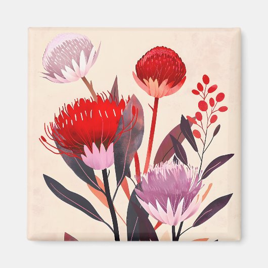 Moderne Minimalistische Boho Bloemige Botanische Magneet (Voorkant)