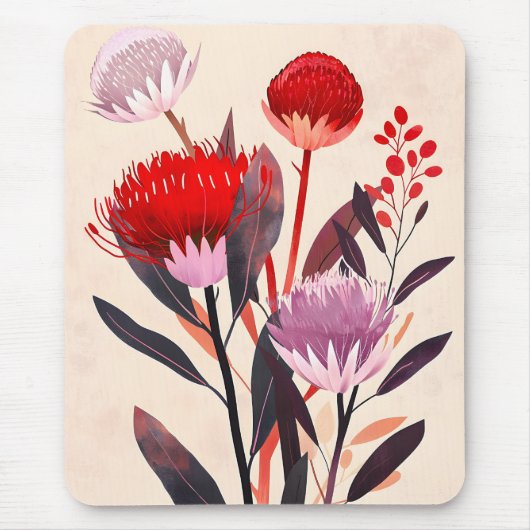 Moderne Minimalistische Boho Bloemige Botanische Muismat (Voorkant)