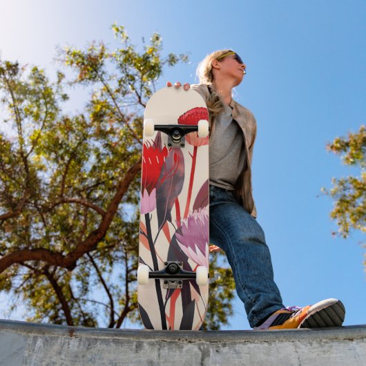 Moderne Minimalistische Boho Bloemige Botanische Persoonlijk Skateboard (Buiten 1)