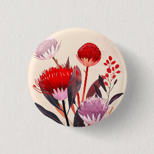 Moderne Minimalistische Boho Bloemige Botanische Ronde Button 3,2 Cm