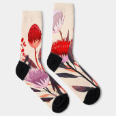 Moderne Minimalistische Boho Bloemige Botanische Sokken (Rechts)