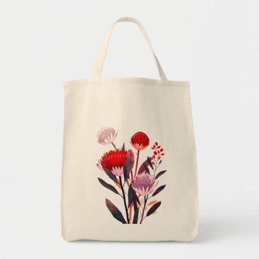Moderne Minimalistische Boho Bloemige Botanische Tote Bag (Voorkant)
