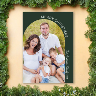 Moderne Minimalistische Boho Boog Familiefoto Feestdagenkaart