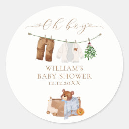 Moderne minimalistische Boho Boy kleding Baby show Ronde Sticker