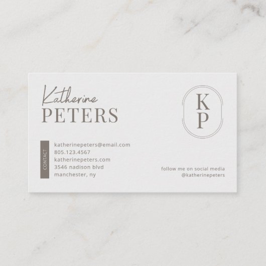 Moderne minimalistische Boho Dark Taupe Visitekaartje (Achterkant)