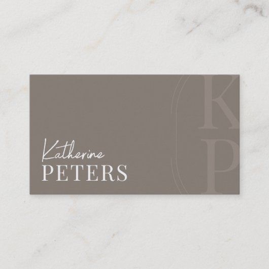 Moderne minimalistische Boho Dark Taupe Visitekaartje (Voorkant)