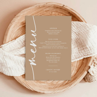 Moderne minimalistische Boho Desert bruiloft diner Menu