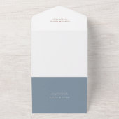 Moderne minimalistische Boho Dusty Blue QR code br All In One Uitnodiging (Buitenkant)