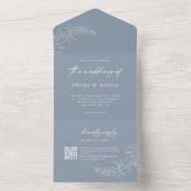Moderne minimalistische Boho Dusty Blue QR code br