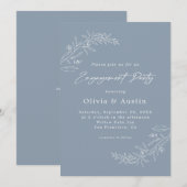 Moderne minimalistische Boho Dusty Blue verlovings Kaart (Voorkant / Achterkant)