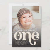 Moderne minimalistische Boho eerste verjaardag fot Kaart (Voorkant)