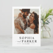 Moderne minimalistische Boho foto bruiloft Kaart (Staand voorkant)