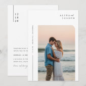 Moderne minimalistische Boho foto bruiloft Kaart (Voorkant / Achterkant)