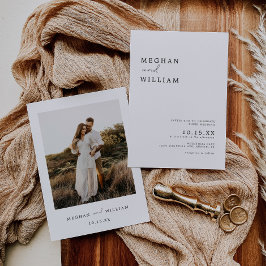 Moderne minimalistische Boho foto bruiloft Kaart