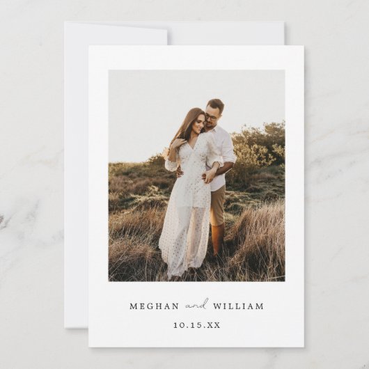 Moderne minimalistische Boho foto bruiloft Kaart (Achterkant)