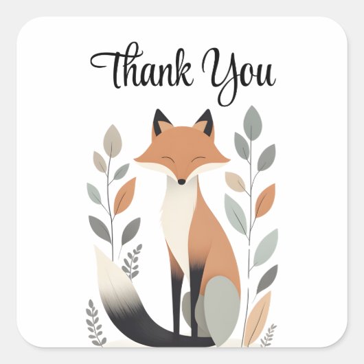 Moderne minimalistische Boho Fox Dank u Sticker (Voorkant)