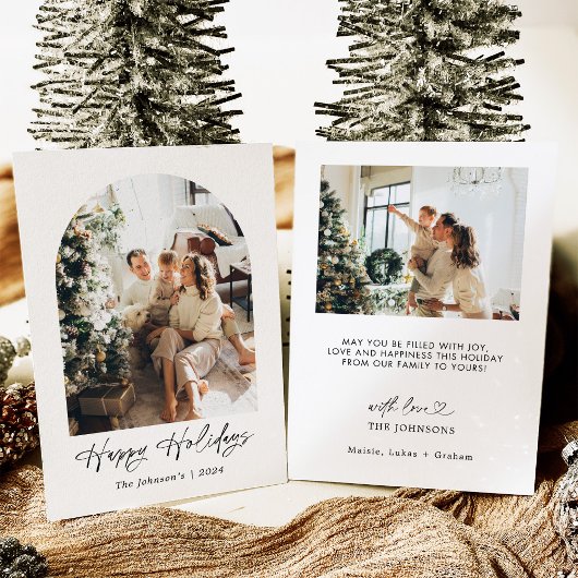 Moderne Minimalistische Boho Gelukkig Kerstmis Geb Kaart
