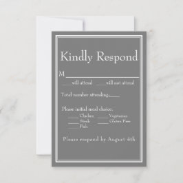 Moderne Minimalistische Boho Grijze Maaltijdkeuze  RSVP Kaartje