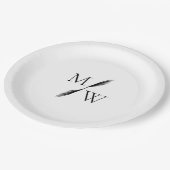 Moderne minimalistische Boho Monogram bruiloft Papieren Bordje (Gekanteld)