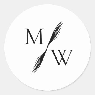 Moderne minimalistische Boho Monogram bruiloft Ronde Sticker