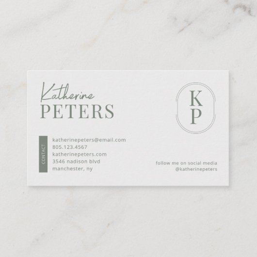 Moderne minimalistische Boho Olive Visitekaartje (Achterkant)