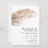 Moderne minimalistische Boho Palm Pampas Grass Wed Kaart (Voorkant)