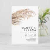 Moderne minimalistische Boho Palm Pampas Grass Wed Kaart (Staand voorkant)