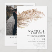 Moderne minimalistische Boho Palm Pampas Grass Wed Kaart (Voorkant / Achterkant)