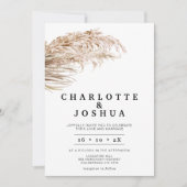 Moderne minimalistische Boho Pampas Grass Palm Wed Kaart (Voorkant)