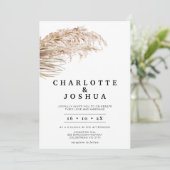 Moderne minimalistische Boho Pampas Grass Palm Wed Kaart (Staand voorkant)