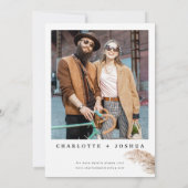 Moderne minimalistische Boho Pampas Grass Palm Wed Kaart (Achterkant)