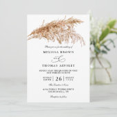Moderne Minimalistische Boho Pampas QR Code Trouwe Kaart (Staand voorkant)