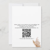 Moderne Minimalistische Boho Pampas QR Code Trouwe Kaart (Achterkant)