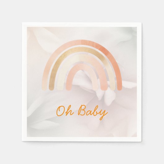 Moderne Minimalistische Boho Regenboog Babyshower Servet (Voorkant)