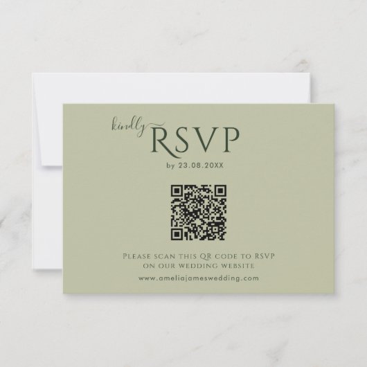 Moderne minimalistische Boho sage groene bruiloft RSVP Kaartje (Voorkant)