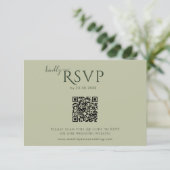 Moderne minimalistische Boho sage groene bruiloft RSVP Kaartje (Staand voorkant)