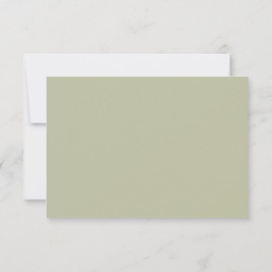 Moderne minimalistische Boho sage groene bruiloft RSVP Kaartje (Achterkant)