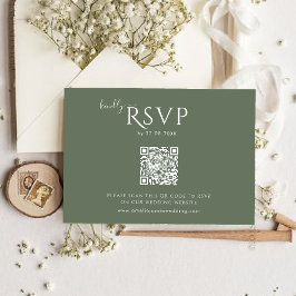Moderne minimalistische Boho sage groene bruiloft RSVP Kaartje