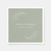 Moderne minimalistische Boho Sage Groene Bruiloft Servet (Voorkant)
