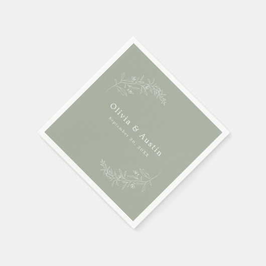 Moderne minimalistische Boho Sage Groene Bruiloft Servet (Hoek)