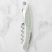 Moderne minimalistische Boho Sage Groene Huwelijks Kurkentrekker (Voorkant)