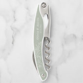 Moderne minimalistische Boho Sage Groene Huwelijks Kurkentrekker (Achterkant)