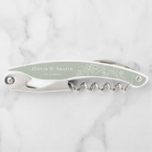 Moderne minimalistische Boho Sage Groene Huwelijks Kurkentrekker (Voorkant)