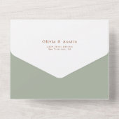 Moderne minimalistische Boho Sage Groene QR Code B All In One Uitnodiging (Achterkant)