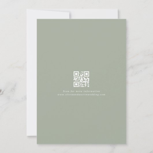Moderne minimalistische Boho Sage Groene QR Code B Kaart (Achterkant)
